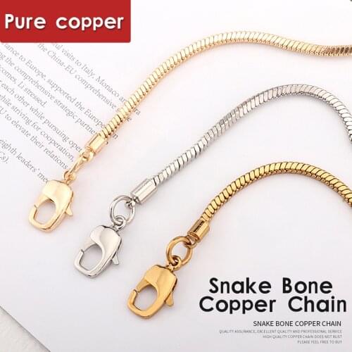 Bag Snake Bone Chain Accessories Metal Bag Chain Single Buy Gold Copper Chain Crossbody Shoulder Bag with Shoulder Strap Chain