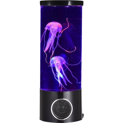 LED Jellyfish Light Bluetooth Speaker Jellyfish Lava Lamp USB Power/Battery Powered 16 Color Changing Moon Night Light