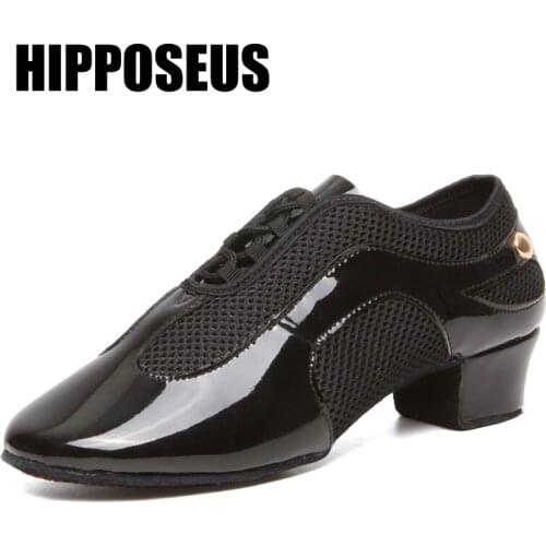 Hipposeus Dance Shoes Men Latin Women Modern Salsa Tango Dance-Shoes Jazz Ballroom Square Heel Dancing Shoes Soft/Rubber Sole