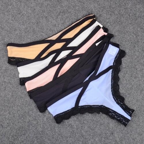 Popular Cute Grilss Thong Underwear Women Sexy Panties G String Mesh Bandages Breathable Lingerie Slip Keep Slim