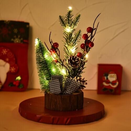 Christmas Desktop Tree Ornament Home Office Table Top Glowing Tree Decor Holiday Decoration