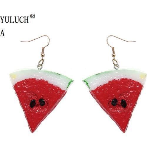 YULUCH Plastic Cute Fruit Earrings Watermelon Dragon Banana Grape Fruit Earrings For Woman Party Jewelry Accessorise Young Gift