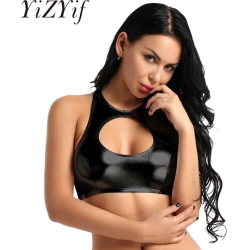 Women Pole Dance Clothing Burning Man Rave Festival Outfit Shorts Racer Back Crop Top Shiny Metallic Sexy Punk Dance Costumes