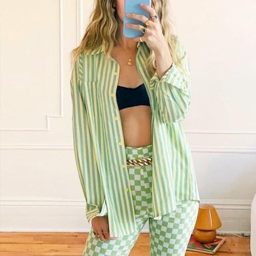 Hirigin Striped Womens Shirts Blouses Long Sleeve Y2K Sweet Womens Tops and Blouses Summer Casual Loose Shirts Female Blusas