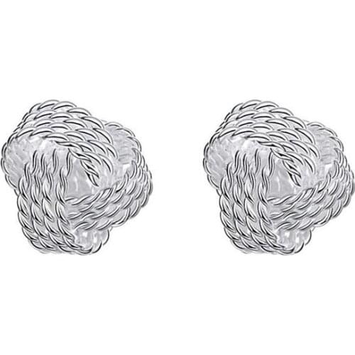 New 925 Silver Elegant Soft Winding Stud Earrings for Women Wedding Engagement Jewelry Gift