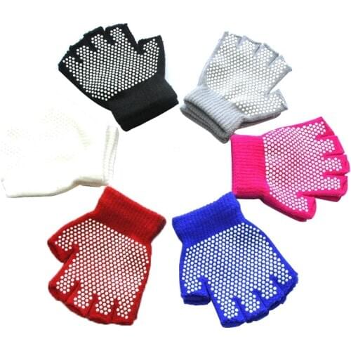 Winter Warm Gloves for Children Aged 5-12 6colors Half finger knitted gloves Thickened Kid MittensOutdoor sports non-slip gloves