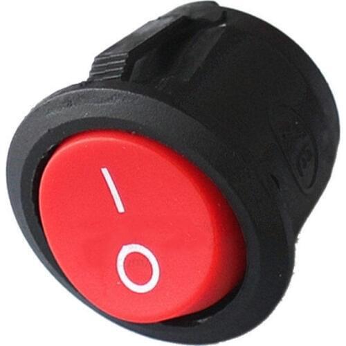 10Pcs/Lot 16mm 125V/250V Diameter Small Round Boat Rocker Switches Black Mini Round Red 2 Pin ON-OFF Rocker Switch