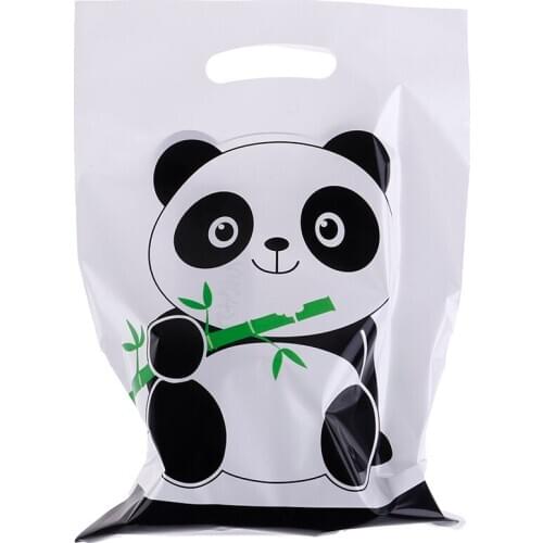 10pc Plastic china panda Theme Birthday Party Supplies Child Kids Decoration Return Gift Loot Bag Candy Box Cartoon Pattern