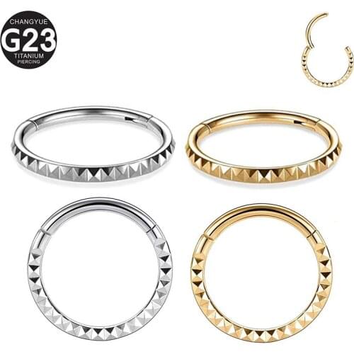 1PS G23 Titanium Piercing Hoop Anti-allergic Earrings Hinged Nose Clicker Segment Nose Ring Helix Cartilage Tragus Body Jewelry