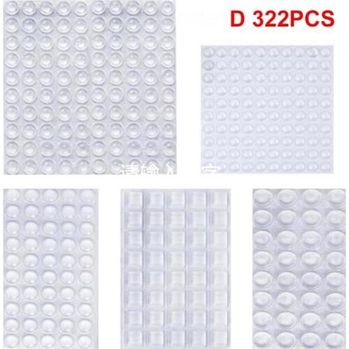 322PCS Self Adhesive Silicone Rubber Damper Buffer Cabinet Bumpers Furniture Pads Cushion Protective Hardware