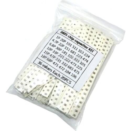 36values*20pcs=720pcs 0805 SMD Capacitor assorted kit 1pF~10uF component diy samples kit new and original