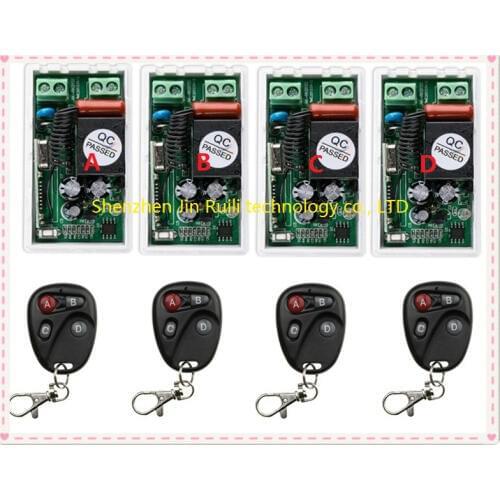 4 Receiver & 4 Transmitter 220V 110V 1CH RF Wireless Remote Switch Light Lamp ON OFF Switch Wireless 10A +Smart home