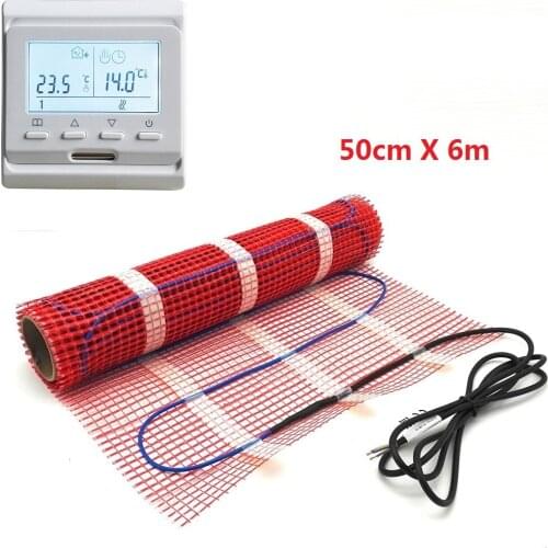 50cmX6m 3 Square Meters Warm Floor Heating Mat 220V 150w/m2 Electric Heater Under Tile
