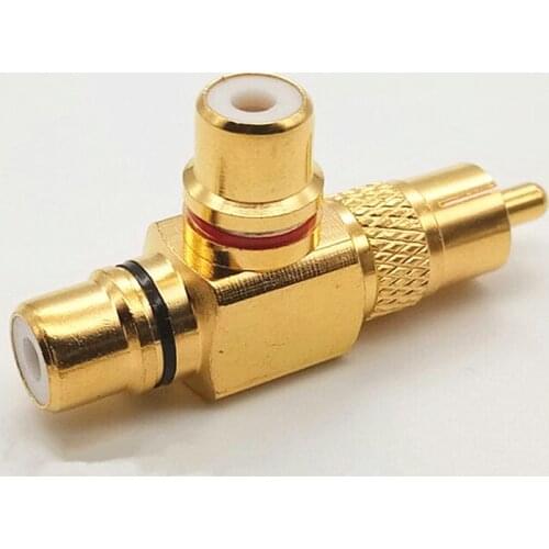 8PCS/lot RCA Male to dual 2xRCA Female Right Angle L Type copper Gold Plated AV Audio Video Adapter Plug 90 Degree Converter