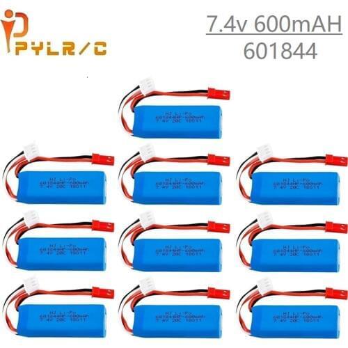 1-10Pcs 7.4V 600mAh Lipo Battery for WLtoys K969 K979 K989 K999 P929 P939 RC Car Parts 2s 7.4v Battery for WLtoys K969 accessory