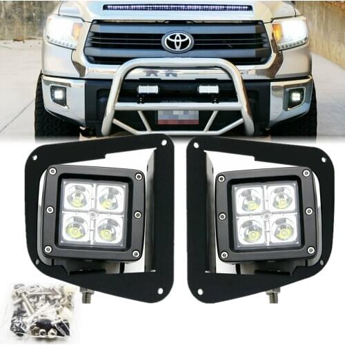 Car Led Fog Lights For Toyota Tundra 2014 2015 2016 2017 3x3Inch Driving Work Light WIth Mounting Bracket Holder Set