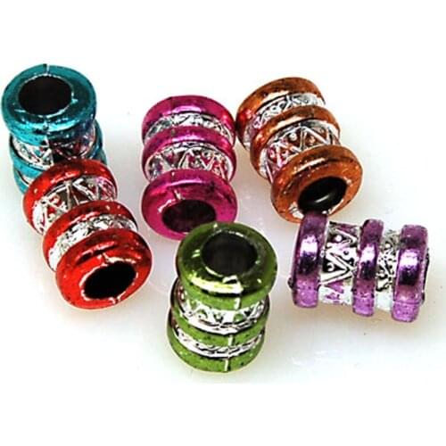 Beads,Loose beads , 9*12mm Tube shape colorful beads with silverline sold of 550pcs (Min Order $20)