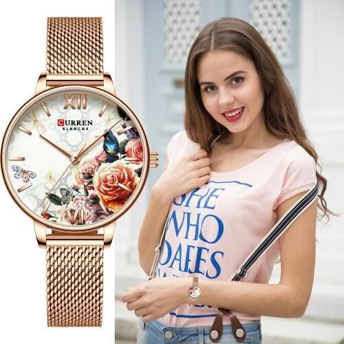 Curren Ladies Watch 2019 Brand Luxury Women Rose Gold Quartz Clocks Female Fashion Wristwatch Top Brand Luxury Unique Design