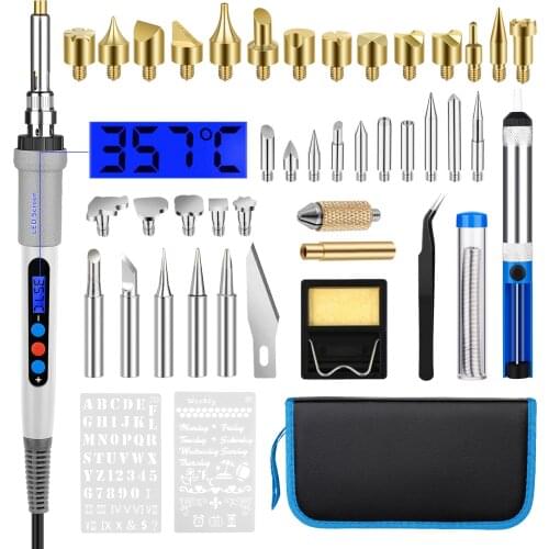 DIY Wood Burning Pyrography Carving Pen Controllable Temperature Woodburning Soldering Iron Craft Tools Kit