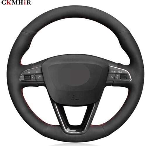 DIY Soft Black Suede Car Steering Wheel Cover for Seat Leon 5F Mk3 2013-2019 Ibiza 6J Tarraco Arona Ateca Alhambra 2016-2019