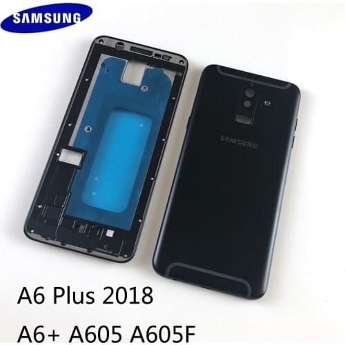 For Samsung Galaxy A6 Plus 2018 A6+ A605 A605F LCD Housing Front Frame+Metal Middle frame Battery Back Cover+Side Buttons