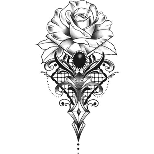 Hannah Style Waterproof Temporary Tattoo Sticker Black Rose Jewelry Totem Fake Tattoos Flash Tatoos Arm Body Art for Women Men