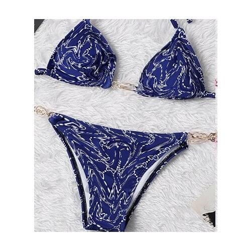 HFF 2021 European American Bikini Sexy Swimsuit Women Bodysuit Blue With Chest Pad Bracket Fashion Beach Swimming Suit Clothing