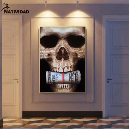Skull Picture Unique Art Print Poster Posters On The Wall Modern Mens Bedroom Living Room Bar Shop Art Wall Poster Canvas