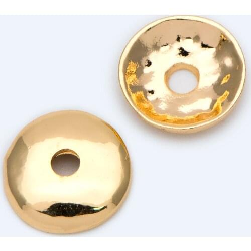 10pcs Bead Caps 10mm, Real Gold plated Brass, Spacer Beads Diy Accessories End Caps (GB-1416)