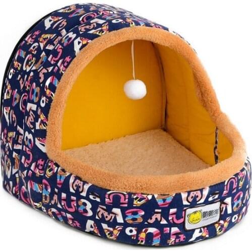 Pet Bed Cat Tent House For Dogs Winter Warm Nest Soft Foldable Sleeping House Mat With Toys Quality Cotton Puppy House Cat Beds