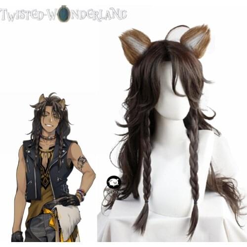 Twisted-Wonderland Leona Kingscholar Brown Braid Long Cosplay Heat Resistant Synthetic Hair Carnival Halloween Party + Wig Cap
