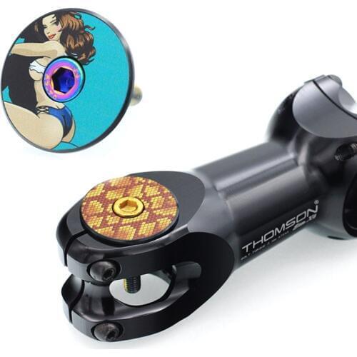 Bicycle Headset Cap Aluminium Alloy Mountain Road Bike Headset Stem Top Cap Cover for 28.6 Fork M6x30mm Stainless Steel Bolt