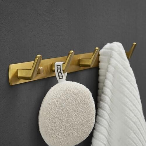 Tuqiu Robe Hooks Clothes Hat Hook Row Brushed Gold Robe Hook Aluminum Bathroom Robe Hook Bath Hardware Set Kitchen Hanger