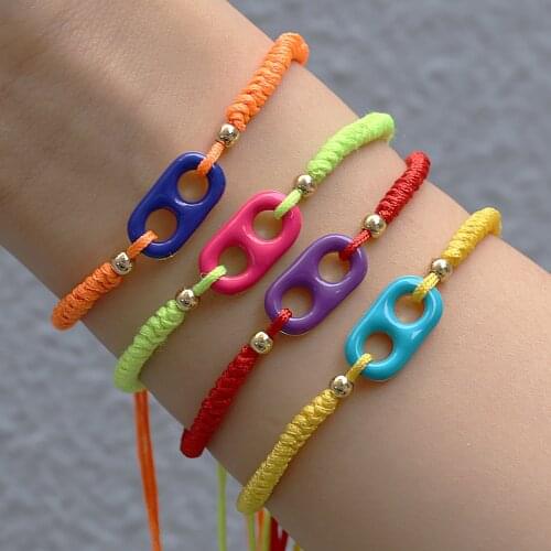 Hot Sell Letter Pig Nose rainbow bracelet for Women fluorescent color Quality Fashion Adjustable H childrens bracelet gift