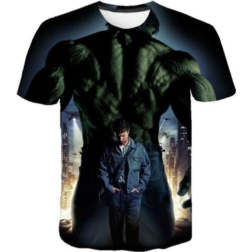 Marvel Hulk summer new mens casual 3D pattern T-shirt mens fashion printing daily streetwear 2021