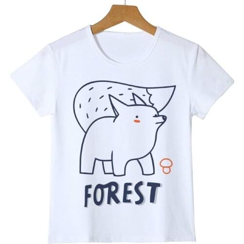 Fashion Cartoon Fox Design Kids T-Shirt Short Sleeve Casual T Shirt Hipster Fox Print Boy Girl Baby Tee Summer Tops Y14-32