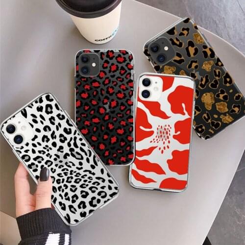 Moskado Fashion Leopard Pattern Case For iPhone 12 11 Pro Max XS Max XR X 12 7 8 Plus SE 2020 Transparent Shockproof Soft Cover