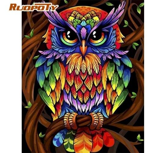 Colorful Owl Painting By Numbers Kits Acrylic abstract paint by numbers Picture On Canvas For Wall Art Picture for children gift