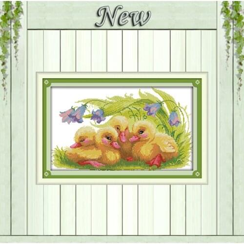 The baby ducks animal decor painting Counted Printed on canvas DMC 11CT 14CT Chinese Cross Stitch kits Needlework Set embroidery