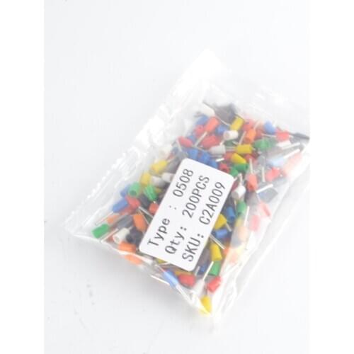 E1008 E1508 200pcs/Color mixed AWG22-10 0.5-6mm2 Tube Terminal Kit Set Insulated Tubular Wire Crimp Connector E7508 E0508 E0506
