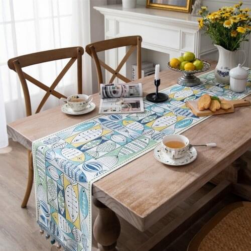 Table Runner Polyester Fish Printed Rectangle Desktop Dining Table Cover Home Decoration Household Simple for Home Party Ourdoor
