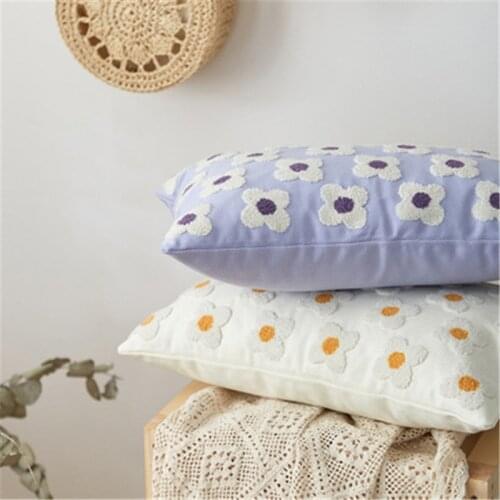 Canvas Pillowcase Decorative Sofa Cushion Case Bed Pillow Cover Home Decor Car Cushion Cover Cute Flower Pillow Case 30*50cm