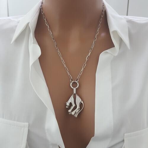 NEW Trendy 925 Silver Necklace Turkish Jewelry Wild Safari Love Panther Birthday Gift Lion, Fashion Women Jaguar Luxury Style