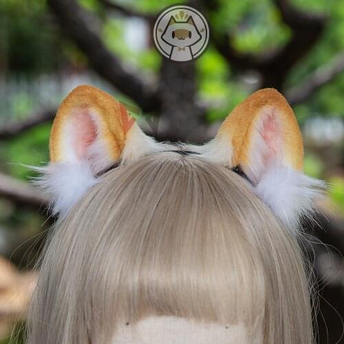 MMGG New Original Handmade Work White Golden Ears Hairhoop For Anime Cat Lolita Cosplay Costume Earrings Accessories