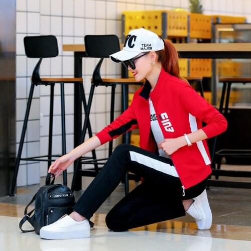 3PCS Autumn Women Tracksuit Sportswear Loose Jacket+sweatshirt+pant Running Jogger Fitness Outfit Workout Casual Set Sport Suit