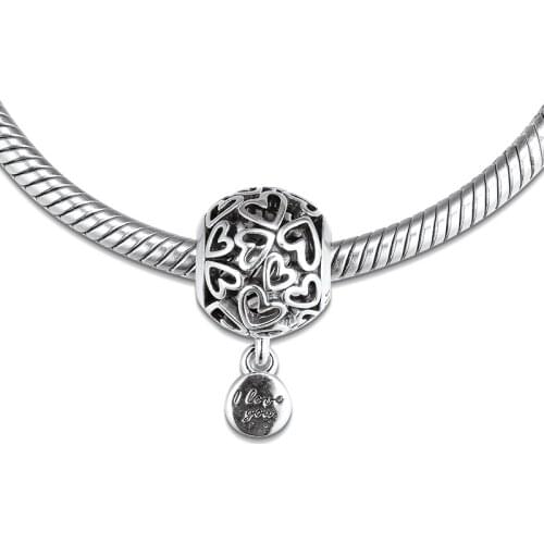 Openwork Hearts Charm Fit Pandora Bracelet S925 Silver Beads for Jewelry Making DIY Gift for Women 021088