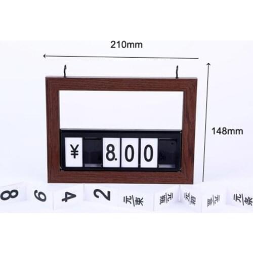 Flip Chart Wooden frame Price Tags, counter pricing board wall back clips pop sign holder frame number switch shift display