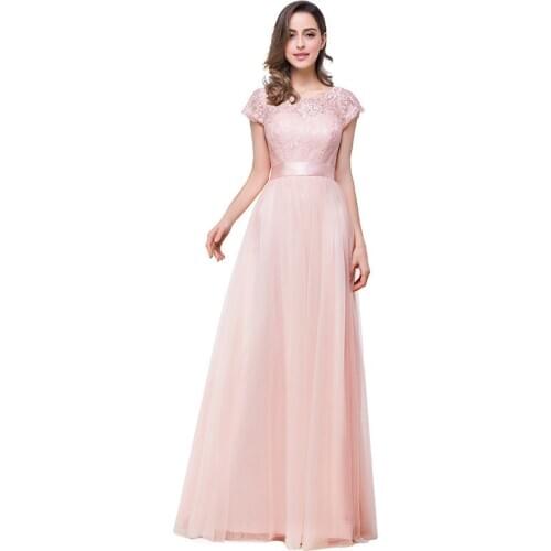 Plus Size 2021 New Bridesmaid Dress Round Neck Elegant Formal Evening Dress Lace Dress