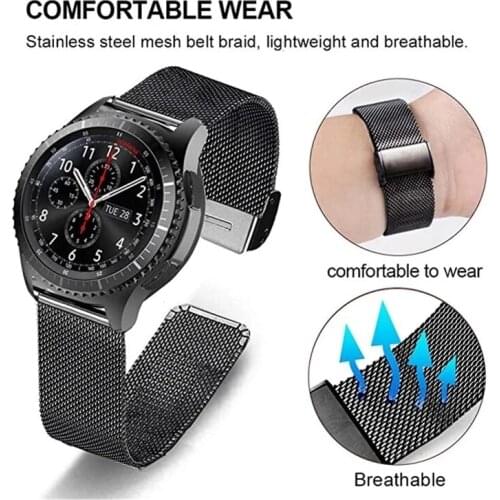 For Samsung Galaxy Watch/Huawei GT2/GT2e Watch Milanese Stainless Steel Strap 22mm Metal Wristband Smart Watch Accessories