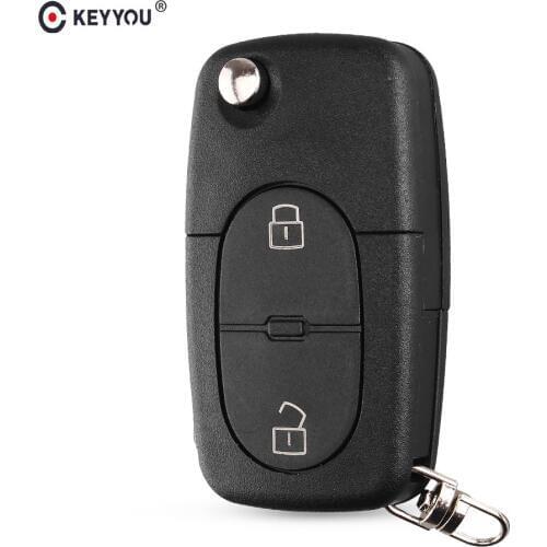 KEYYOU For Audi A2 A3 A4 A6 Old Models CR1620/CR1616 2 Button Flip Folding Remote Key Case Shell
